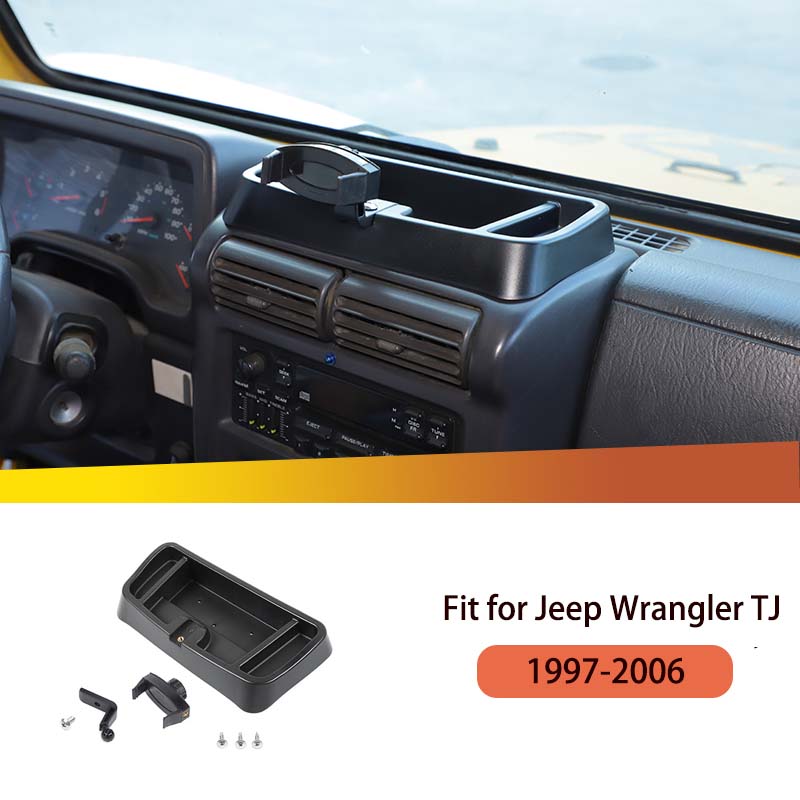 Black Car Phone Stand Storage Box For Jeep Wrangler TJ 1997-2006 Interior Decoration Accessories