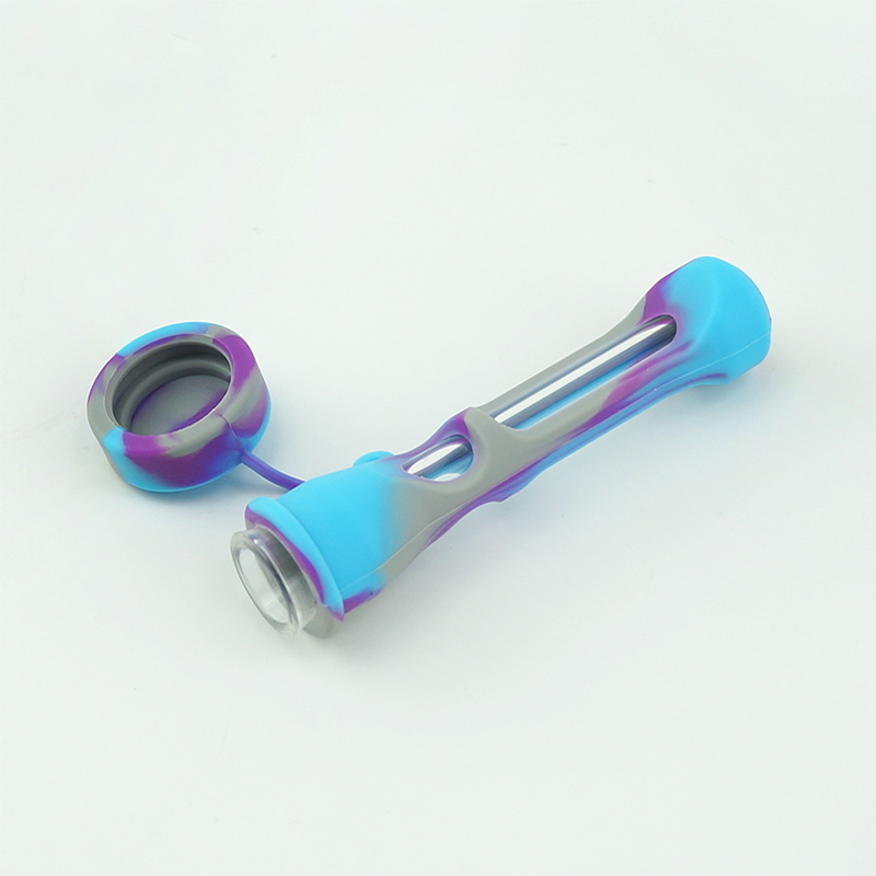 Silicone Smoking nectar collector pipes Colorful Silicone Hand Pipe For Tobacco Dry Herb Spoon Galss water Tobacco Pipes With Holes Glass Bowl Smoking
