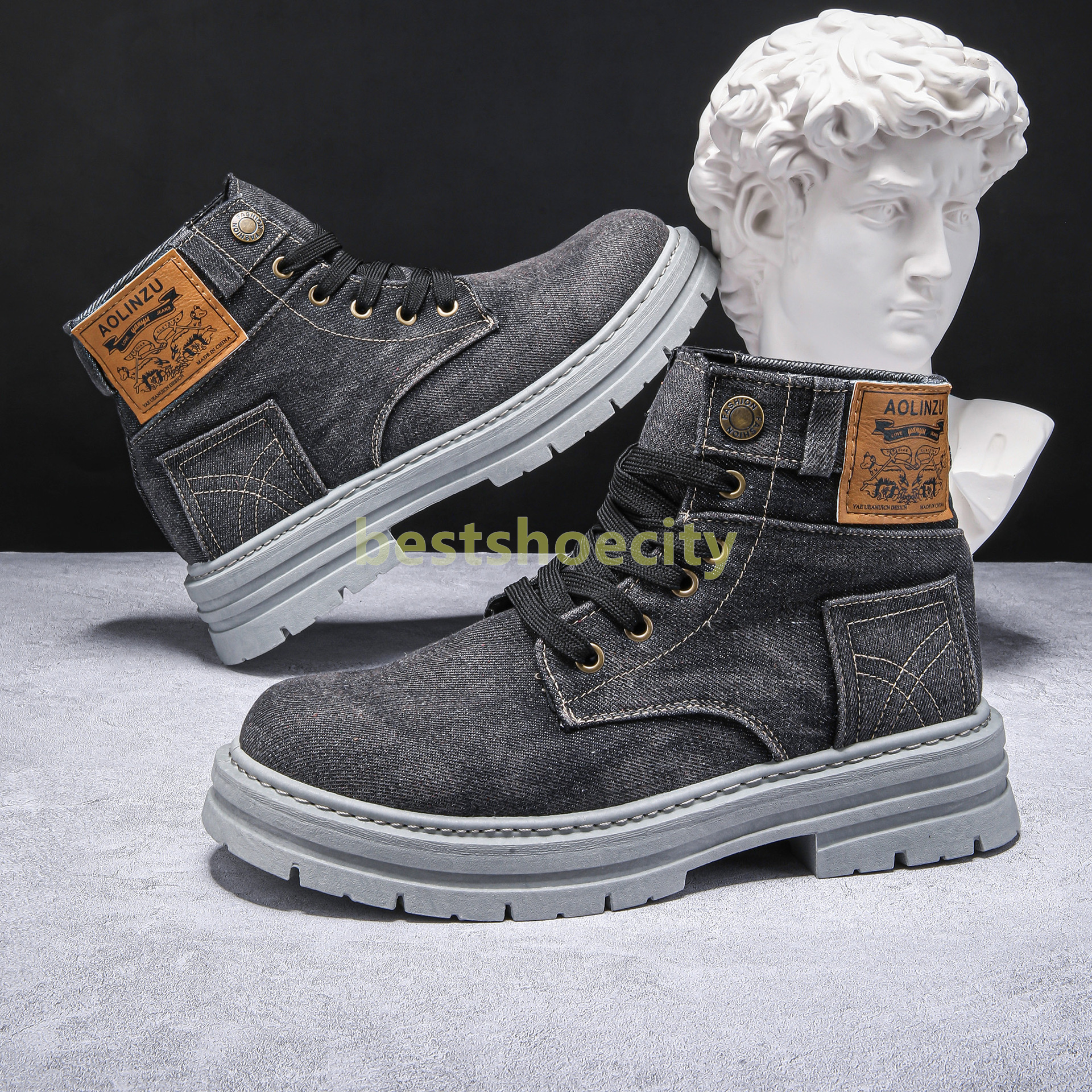 Casual designer boots Comfort Denim martin style High-tops boot Breathable material Summer Autumn Non-slip soles Outdoor mens sneakers Size 39-48