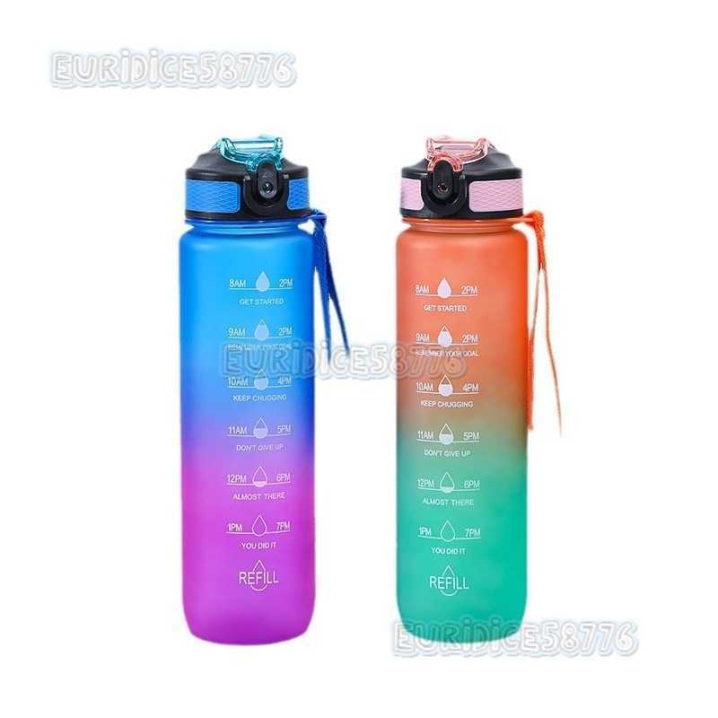 1000ml Space Cup Portable Insulated Bottle Frosted Water Bottle Gradient Color Water Cup Outdoor Sports Water Cup H250911