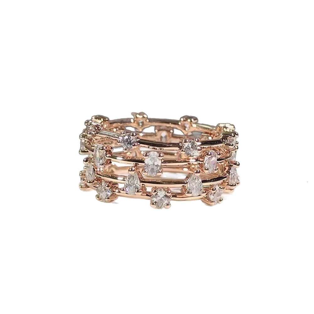 New ProductShijia 1:1 Romantic Rose Gold Starry Sky Beauty Personality Round Stackable Ring for Women