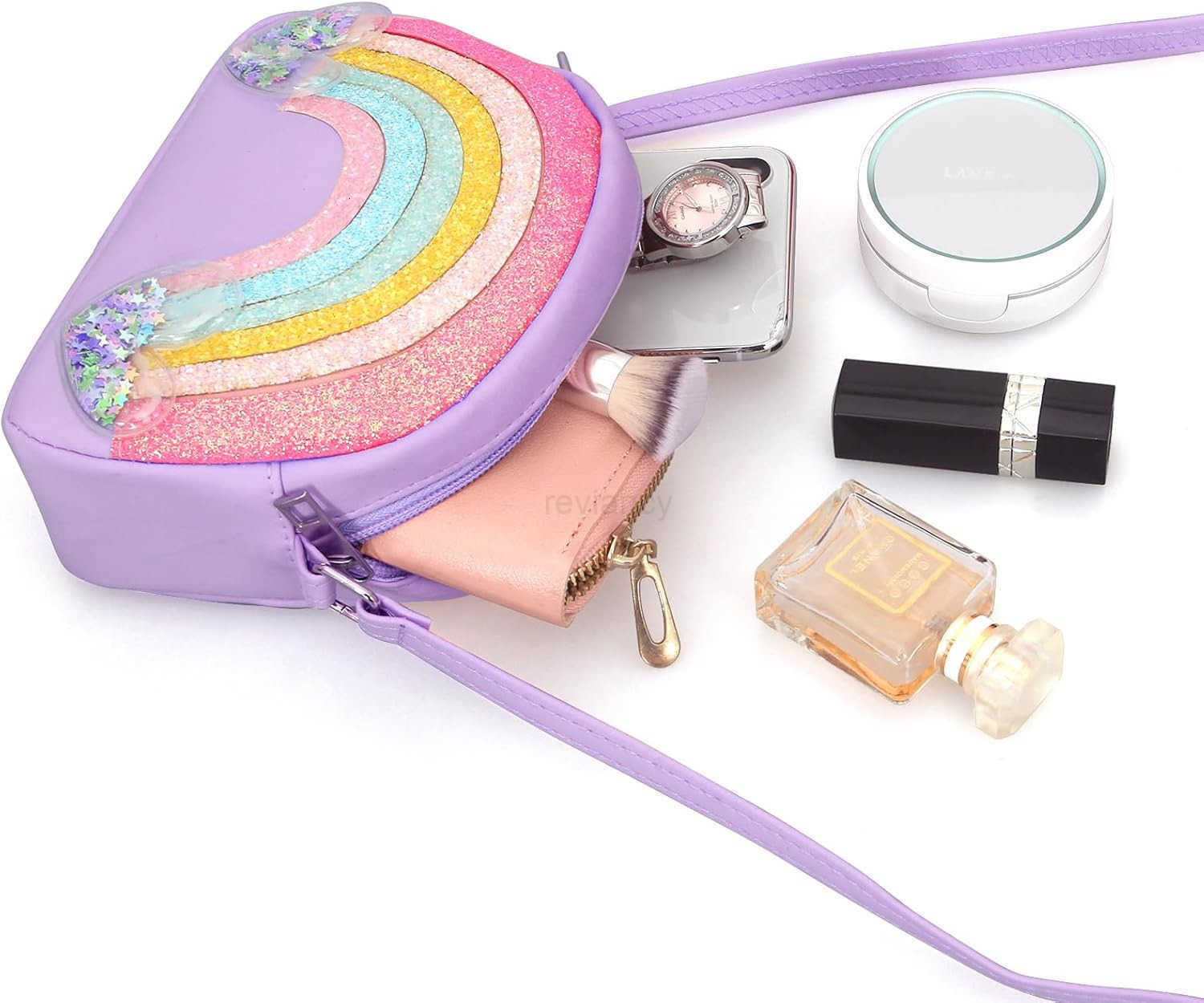 Cute Girls Crossbody Bag Rainbow Crossbody Bag for Little Girls Toddler Kids Small Wallet Crossbody Purse Shoulder Bags Handbag Cross Body Bag PurpleW