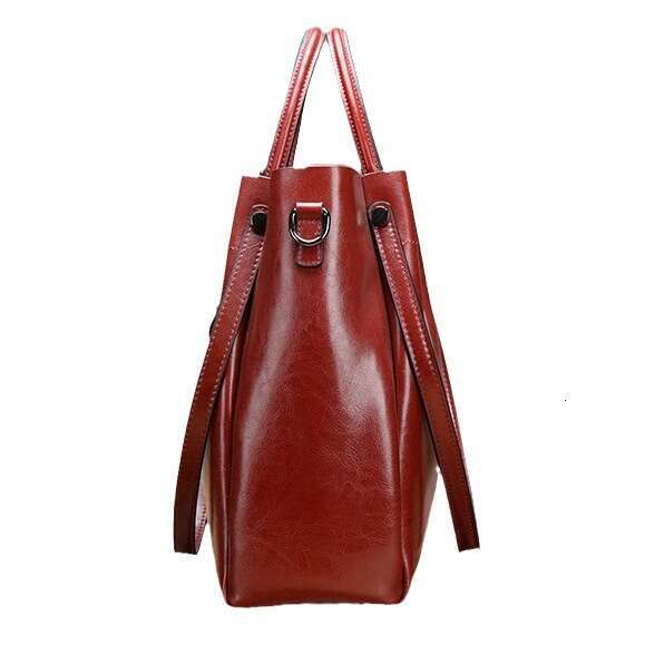 New Genuine Leather Shoulder Crossbody Ladies Handbag Large Oil Wax Cowhide Korean Style Casual Women's Bag