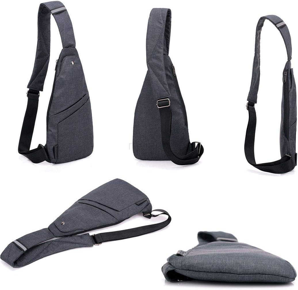 Sling Bag AntiThief Crossbody Personal Pocket Bag Lightweight Chest Shoulder Backpack for Travel Hiking Dark GreyW250911