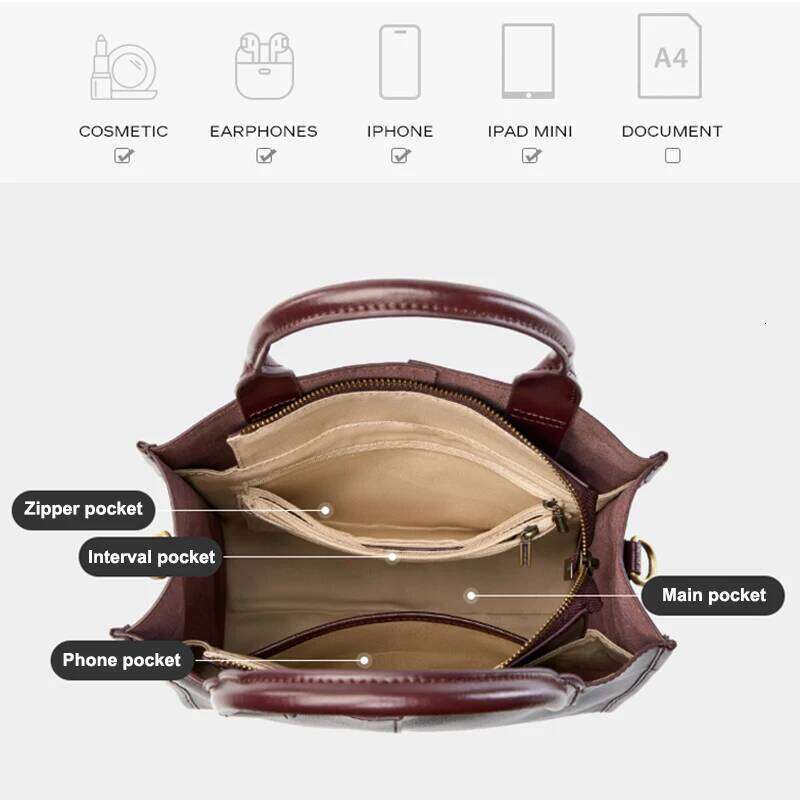 Genuine Leather Women's Shoulder Bag Designer Women Crossbody Bucket Bags High Quality Cowhide Handbags 2