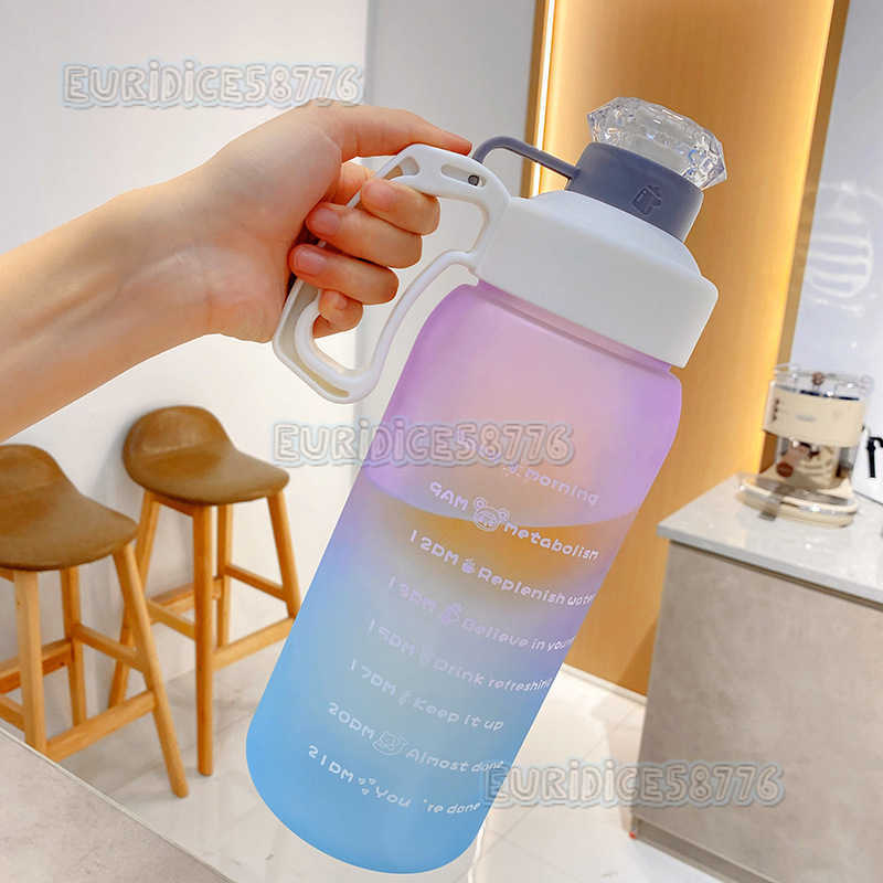 Gorgeous Gradient Space Plastic Cup Sports Water Cup Female Summer Portable Large Capacity Water Cup Straw Plastic Cup H250911