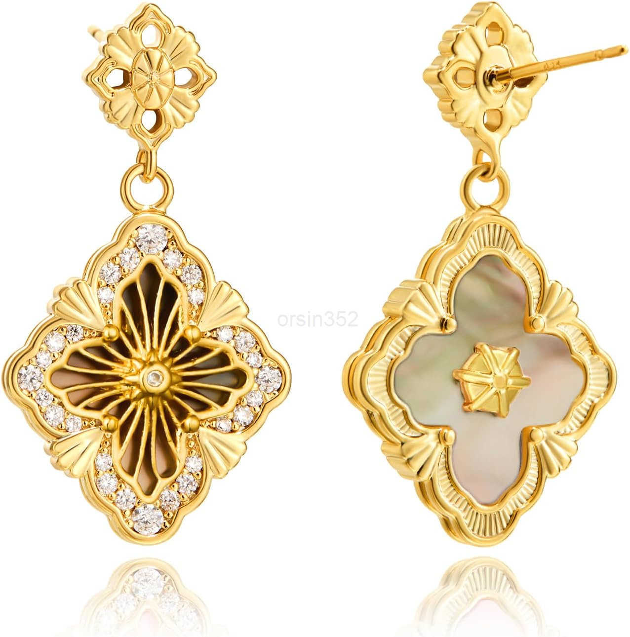 Earrings for Women Lucky 18k Gold Plated Cubic Zirconia TrenDY Drop Earrings Jewelry GiftW250911