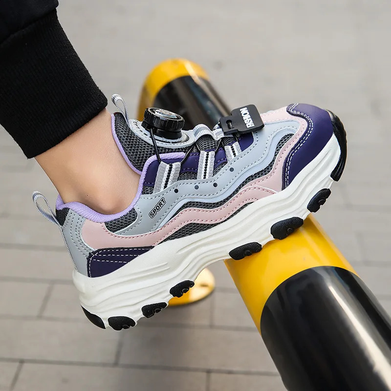 Rotary Buckle n Childrens Boy Sneakers Mesh Breathable Running Kids Purple Platform Casual Sports Shoes For Girls C260130