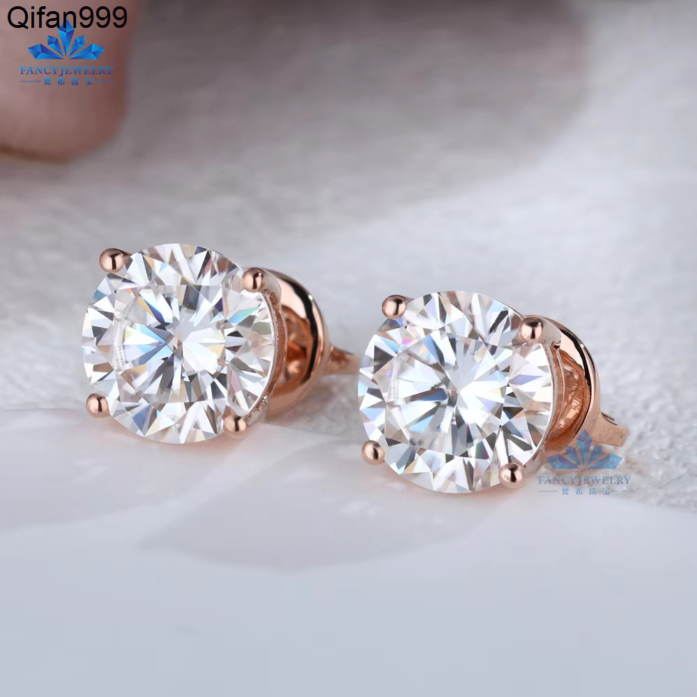 05ct2ct D Color Brilliant Round Cut Lab Created Diamond Earrings 14K 18K Rose Gold CVD HPHT Stud Earrings for Men Women