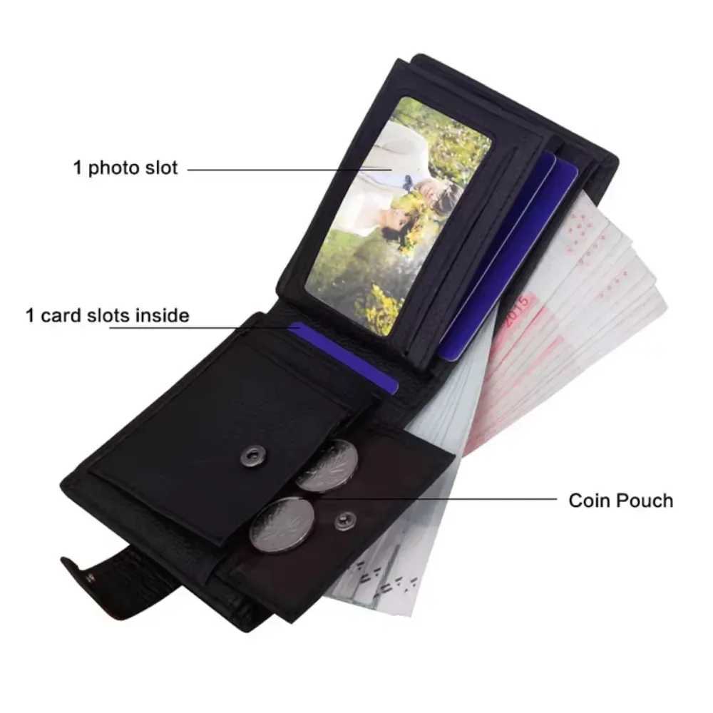 Premium Genuine Leather RFID Wallet for Men Money Clip Zipper Closure MultiCard Slots Compact Bifold Business Travel Essentials W250911