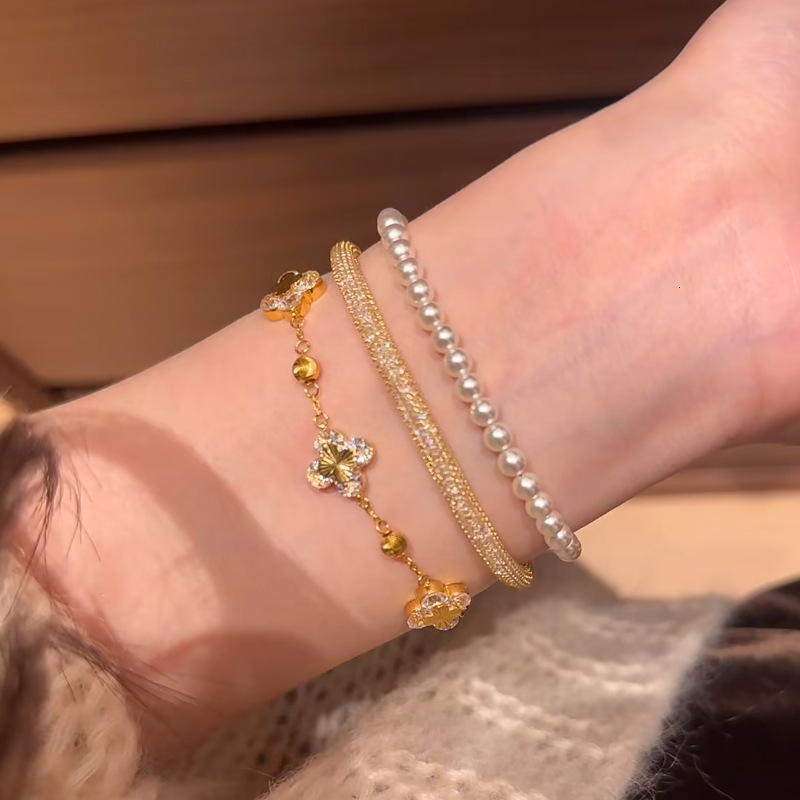 Four leaf Clover Bracelet for Women 2025 New Laser Brushed Double-sided Bracelet