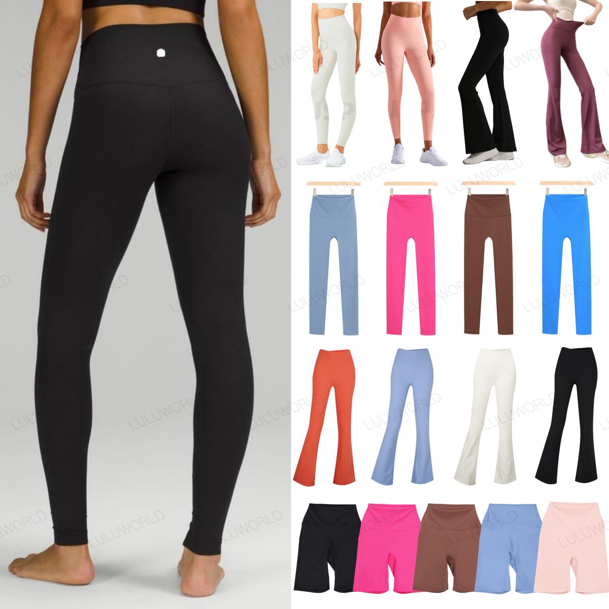 5A Yoga Sports Leggings Flared pants Short Quick Dry Breathable High Pants Waisted Workout Tights Yoga Gym Cycling sport Yoga Running Luluity Lemonitys leggings Set