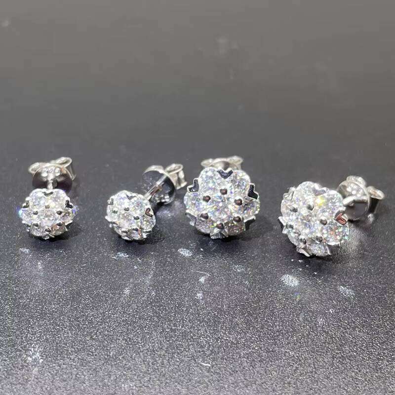 Factory Direct Sale High-end Design Sterling Sier for Women Snowflake Moissanite Earrings Valentine's Day Gift