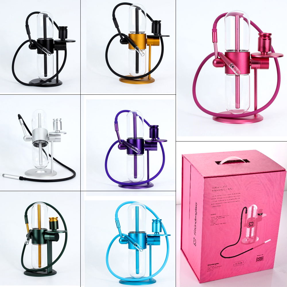 Smoking Rotating Aluminum Alloy Glass Gravity Water Bong With 360 Degree SANDGLAS Gravity Bong Hookah Shisha Set