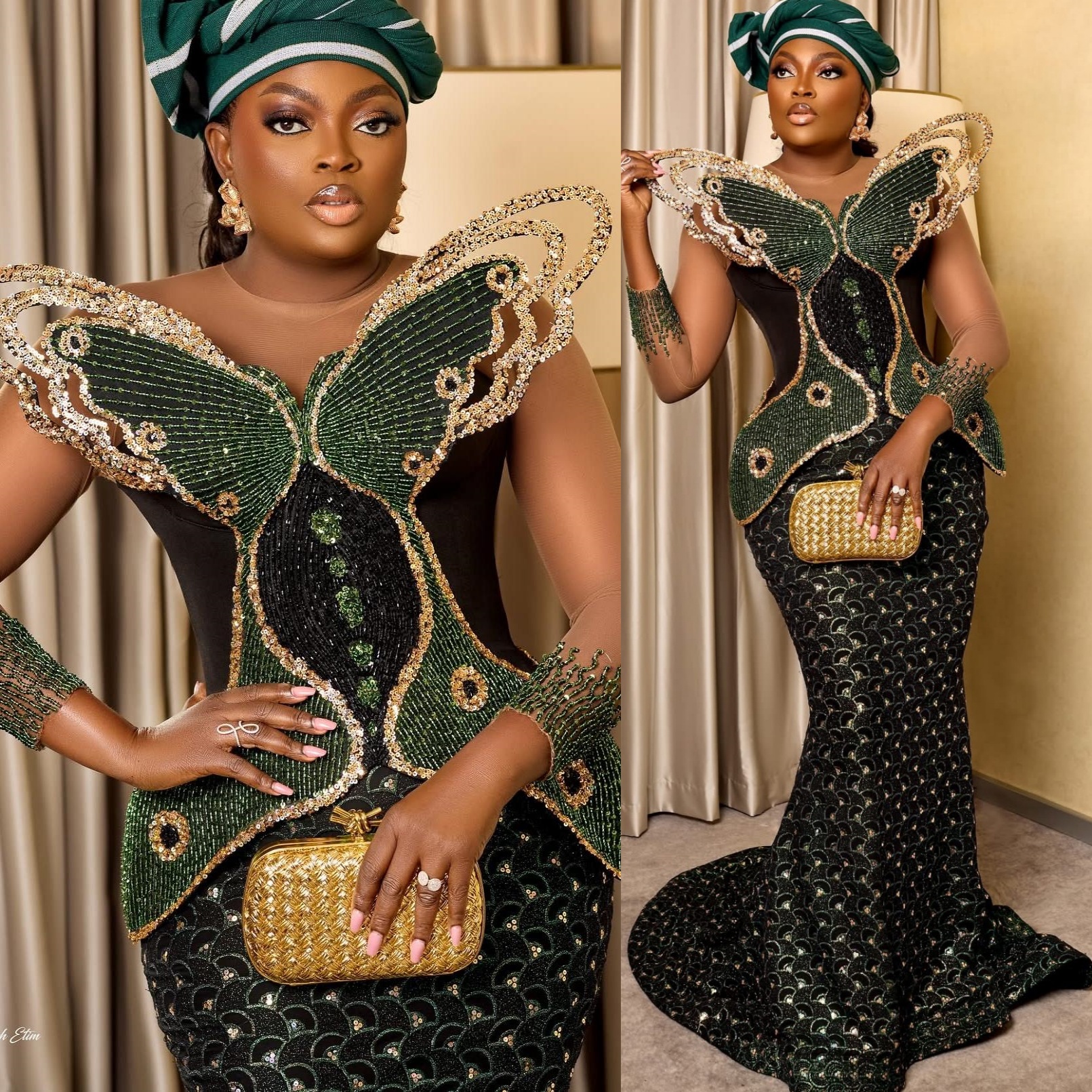 Aso Ebi Dark Green Mermaid Prom Dresses 2025 Beaded Florals Sequined Evening Formal Party Second Birthday Engagement Gowns Plus Size Dress For Special