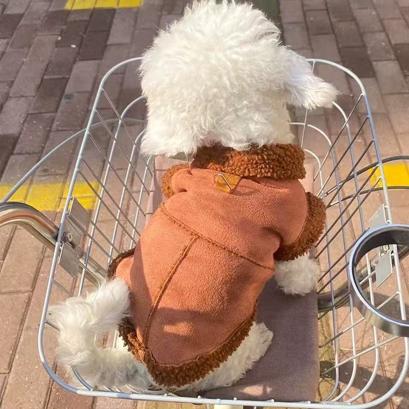 T1186 Dog clothes autumn and winter clothes plus velvet cute doll collar cotton coat for small and medium-sized dogs Teddy Bichon can pull winter clot