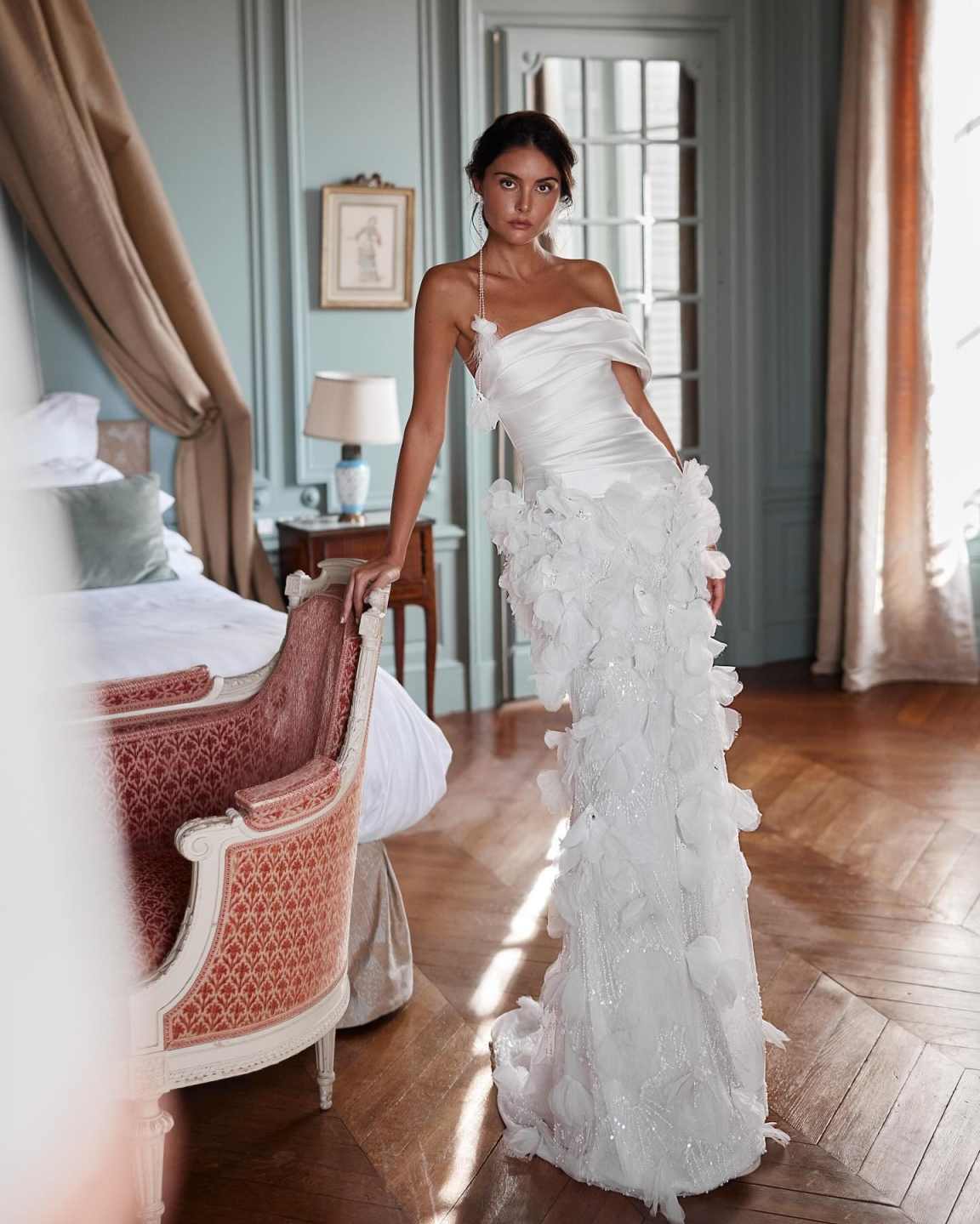 Luxury Prom Dresses Mermaid Women's Flowers Sexy Mermaid Satin One Shoulder Bridal Gowns Vestidos De Novia 2025 Customized