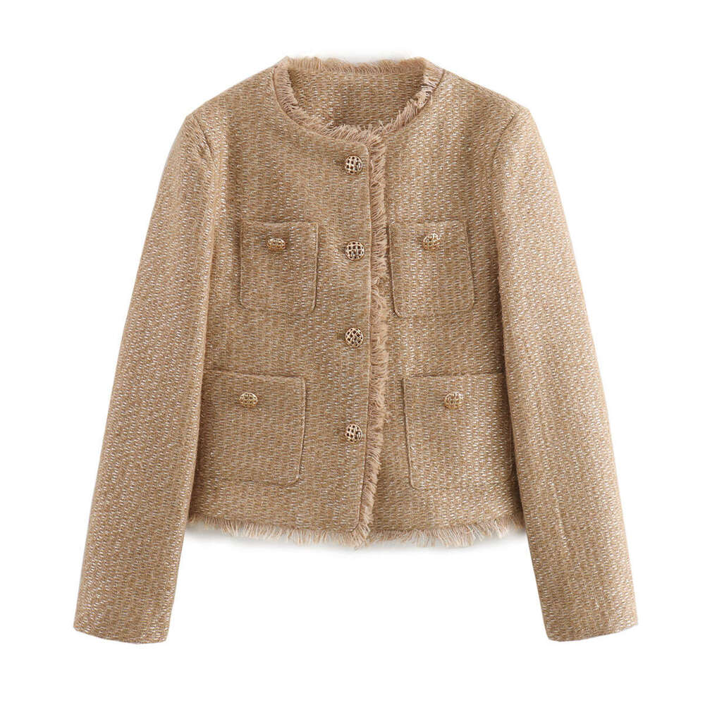 DHEssentials 2025 Fashion Women's Three-Color Shiny Textured Chanel Style Short Jacket