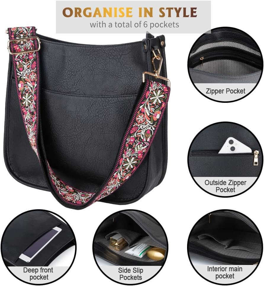 Terry Vegan Leather Crossbody Fashion Shoulder Bag Purse with Adjustable StrapW250911