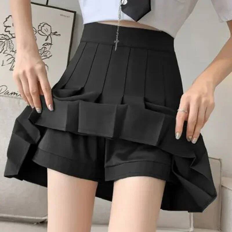 Spring Summer Lady Solid Color Slim Fit Mini Female Comfortable Elastic Zipper Girls High Waisted JK A-line Skirts dongdumaoyi