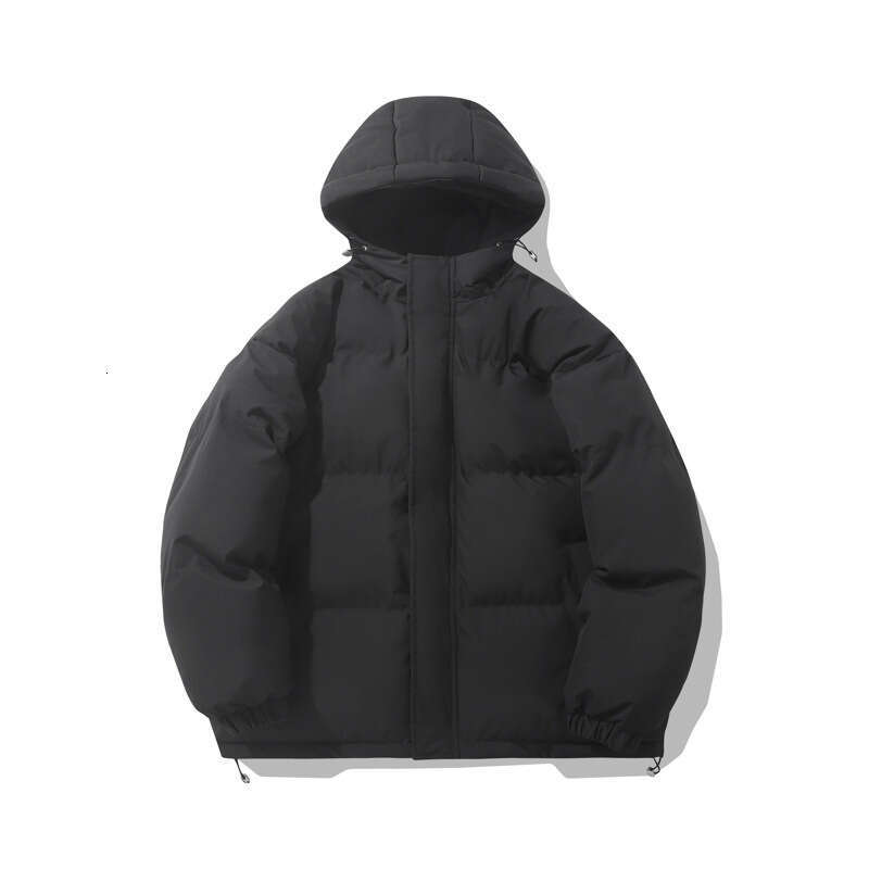 Men's Jacket Trendy Brand Solid Color Hooded Cotton Coat Couple Style Winter Clothing