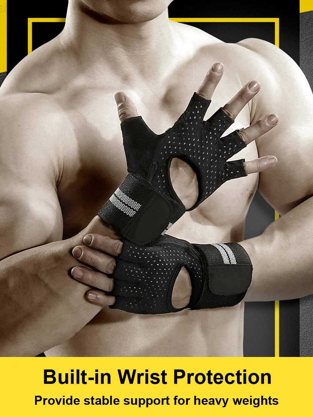 Weightlifting Gym Gloves for Men Women Breathable Workout Gloves AntiSlip Exercise Gloves Adjustable Wrist Support Full Palm Protection LightweightW25