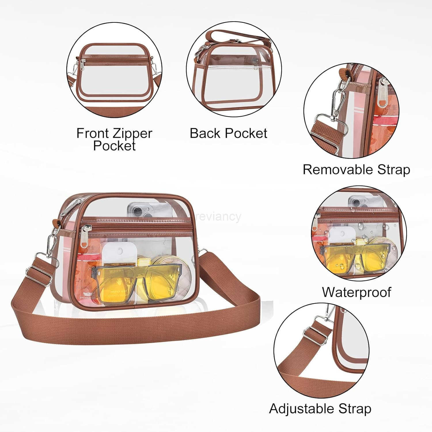Clear Bag for Stadium Events Clear Purse for Women and Men for Sports Events Concerts FestivalsW250911