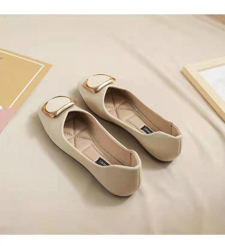 New Korean designer shoes women's flat shoes autumn shallow mouth fairy square toe soft soled women's casual shoes