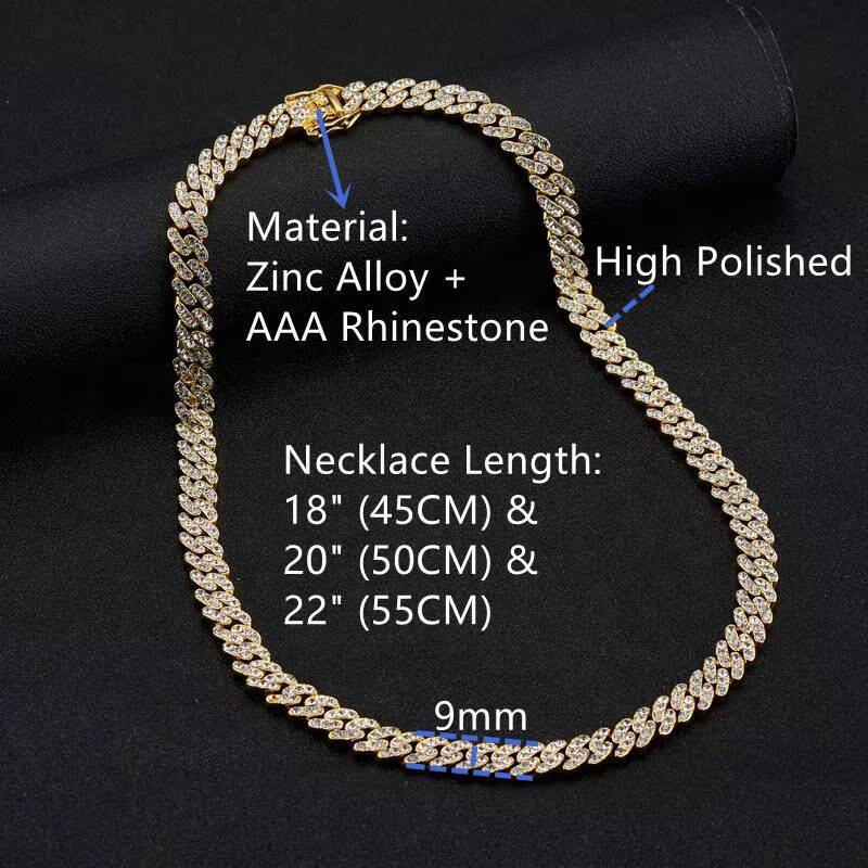 Men Miami Cuban Link Necklace Fashion Jewelry Hiphop Necklace Cuban Chain Necklace Shopify Dropshipping
