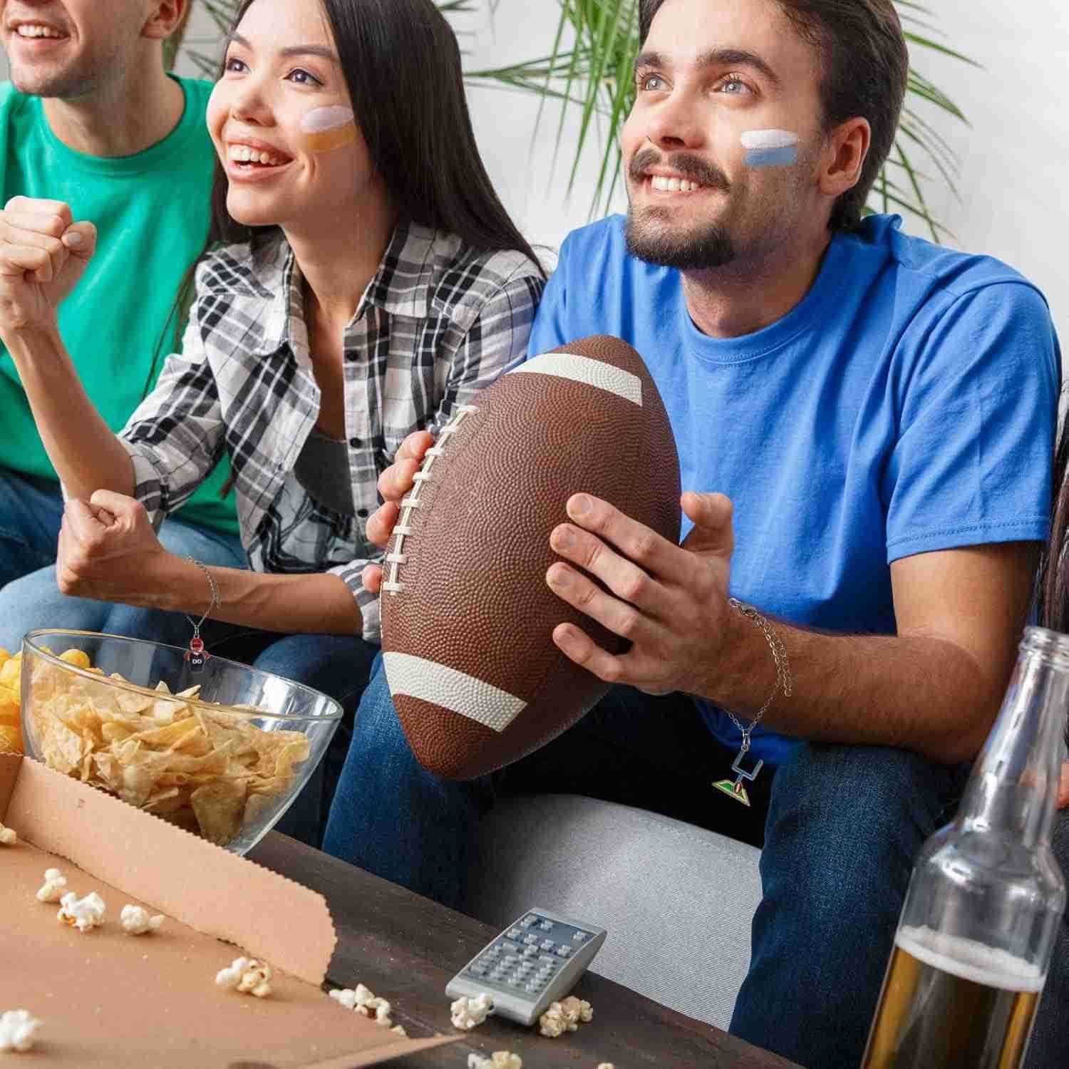 100 Pcs Football Charms Bulk for Jewelry Making Mixed Colorful Alloy Sport Charms Pendants for Necklace Earrings Head Cord DIY Crafts AccESSory Party 