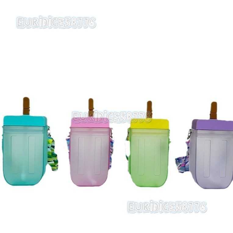 Creative Popsicle Straw Strap Plastic Cup As Material Standard American Standard High Appearance Cold Water Cup H250911