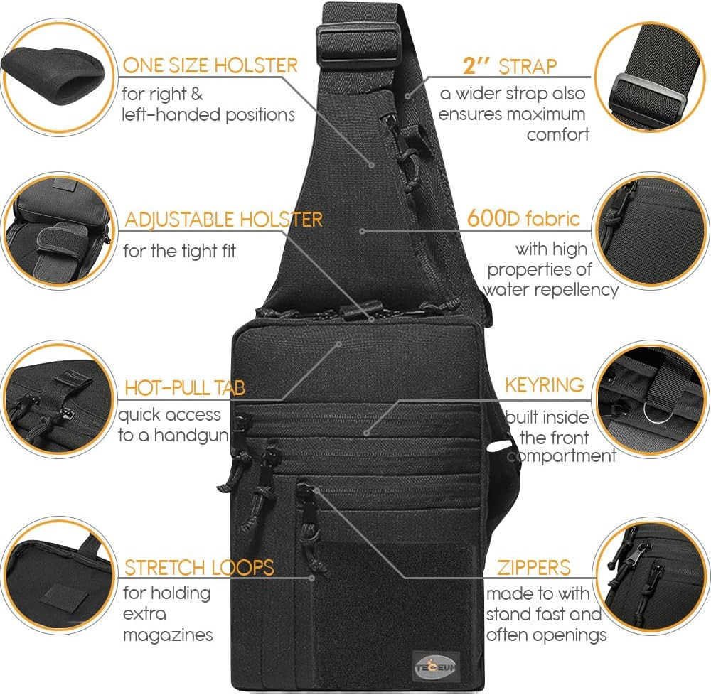 Tactical Compact Sling Bag CCW for Everyday 10 Styles Shoulder EDC Crossbody Bag for Concealed Carry of HandgunW250911
