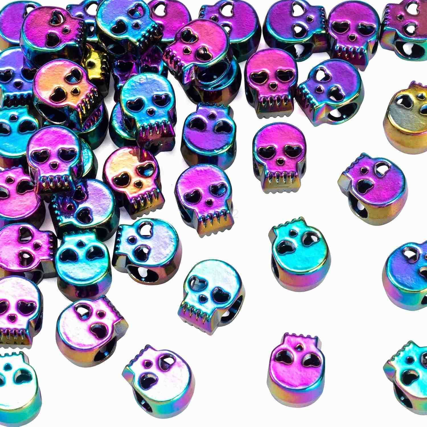 20Pcs 041 Inch Colorful Skull Beads Macroporous Metal Spacer Beads Small Skeleton Wedding Prom Halloween Birthday Charm for Jewelry Necklace Earring M