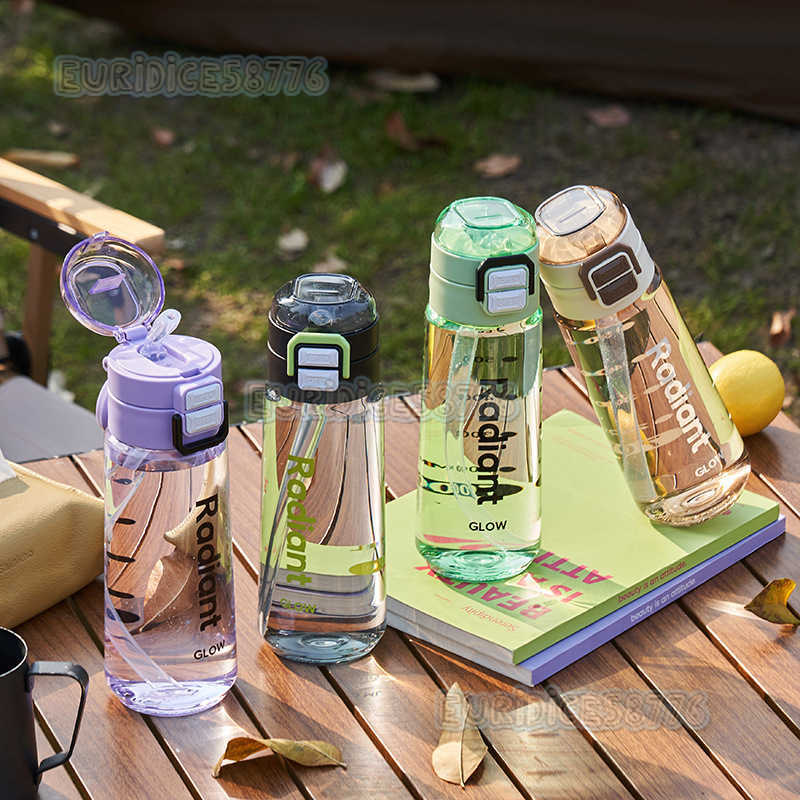 Double Drinking Cup Portable Outdoor Summer Plastic Water Bottle High Appearance Sports Water Bottle Popup Lid Unisex Straw Cup H250911