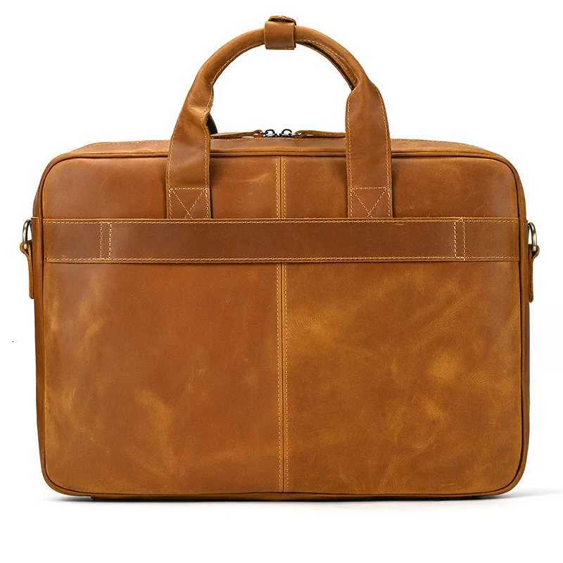 Crazy Horse Genuine Leather Briefcase For Man 16 inch PC Cow Leather Male Messenger Shoulder Bags Laptop Business Office Handbag Z250906