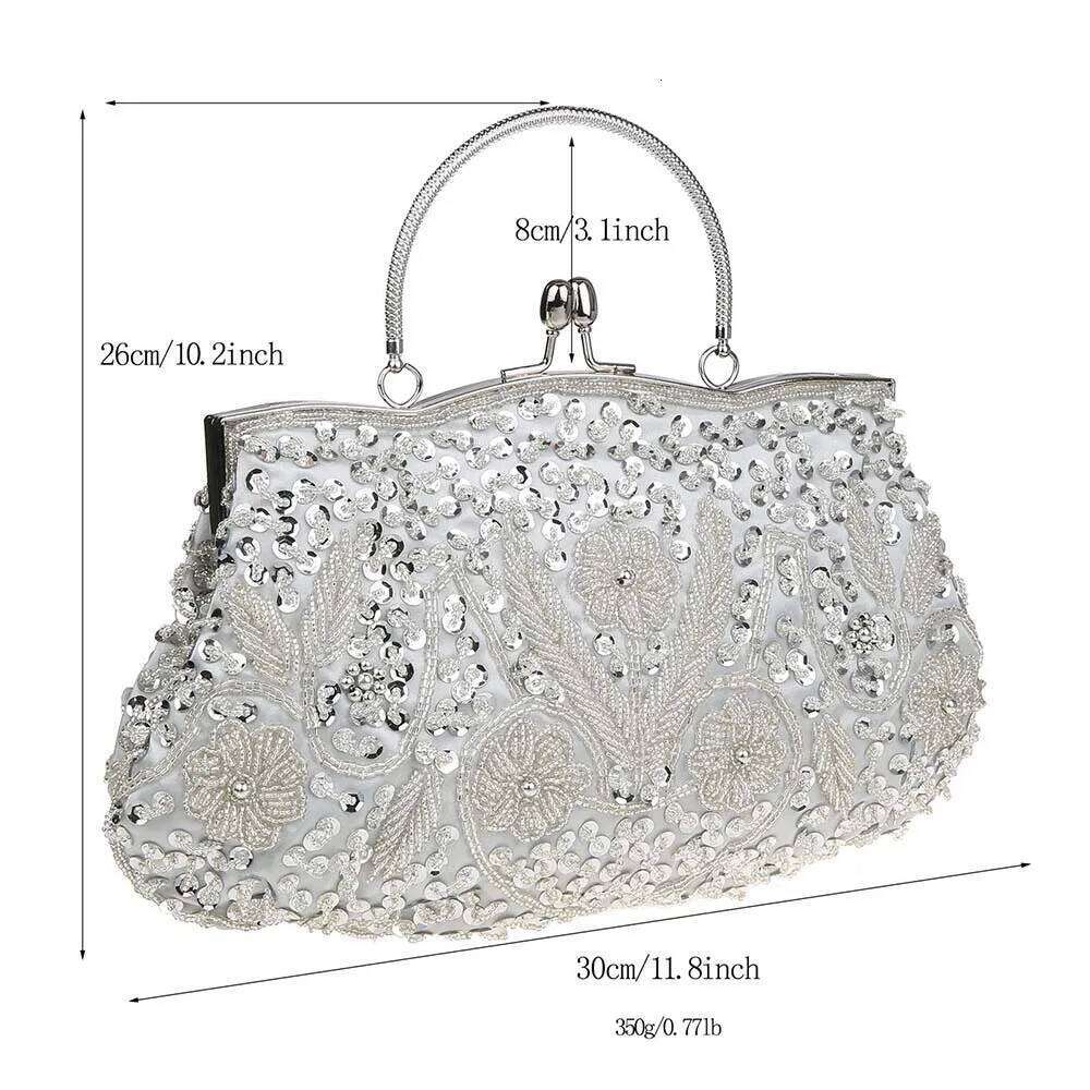 Clutch Ladies Beads Evening Bags Wedding Party Bridal Embroidered Handbag Women Solid Retro Small Totes Mini Wallets