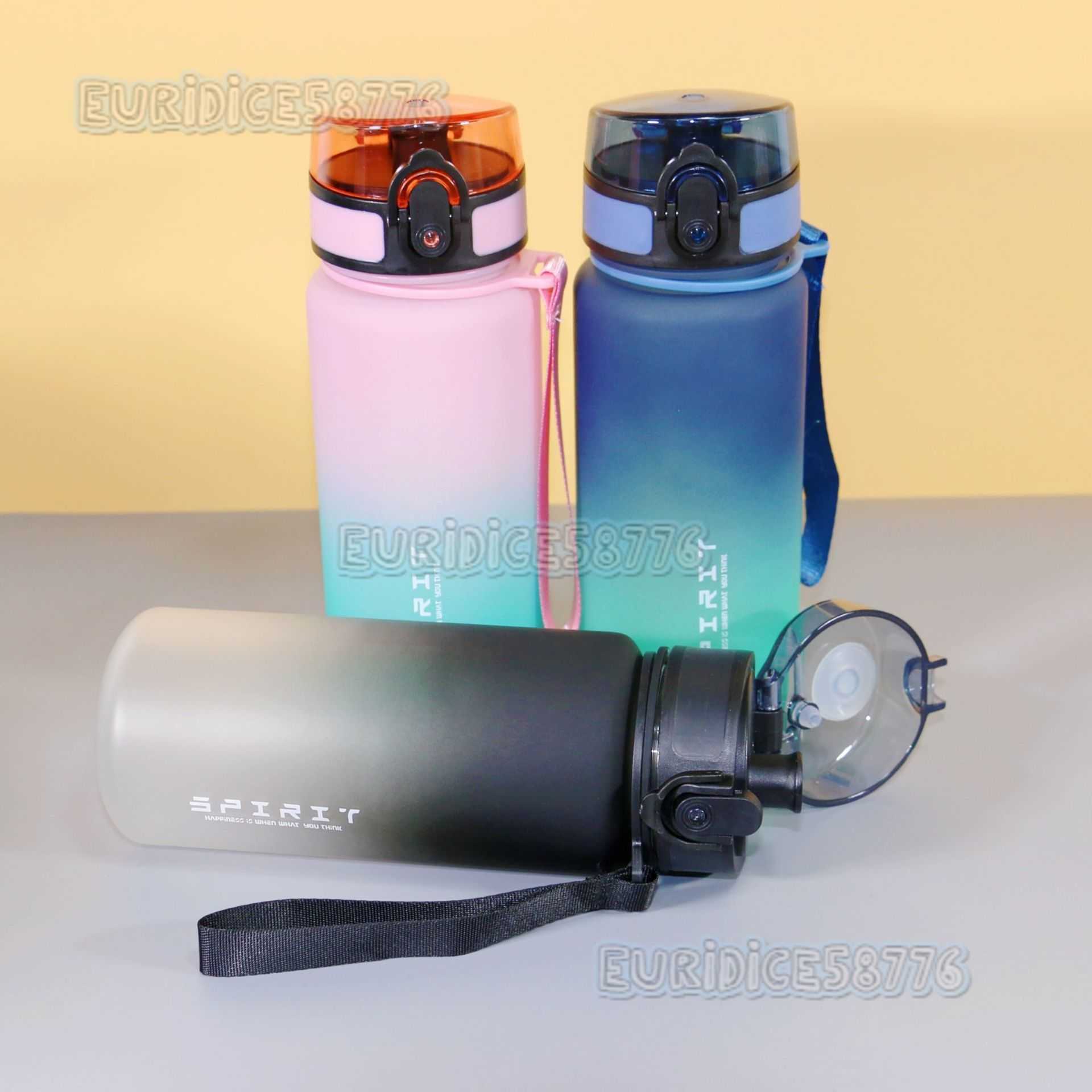 Gradient Portable Men and Women Students Sports Outdoor Large Capacity Water Bottle Plastic Water Cup Direct Drinking Multispecification Water Cup H25