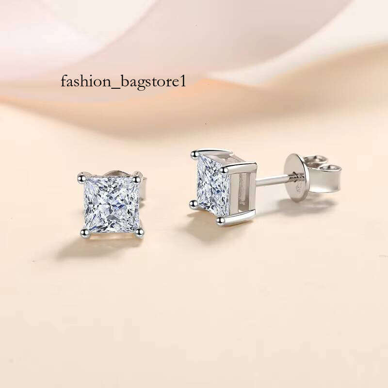 Classic Hot-selling Generation of Women's Moissanite Earrings Princess square S Sier Simulation Ear Jewelry