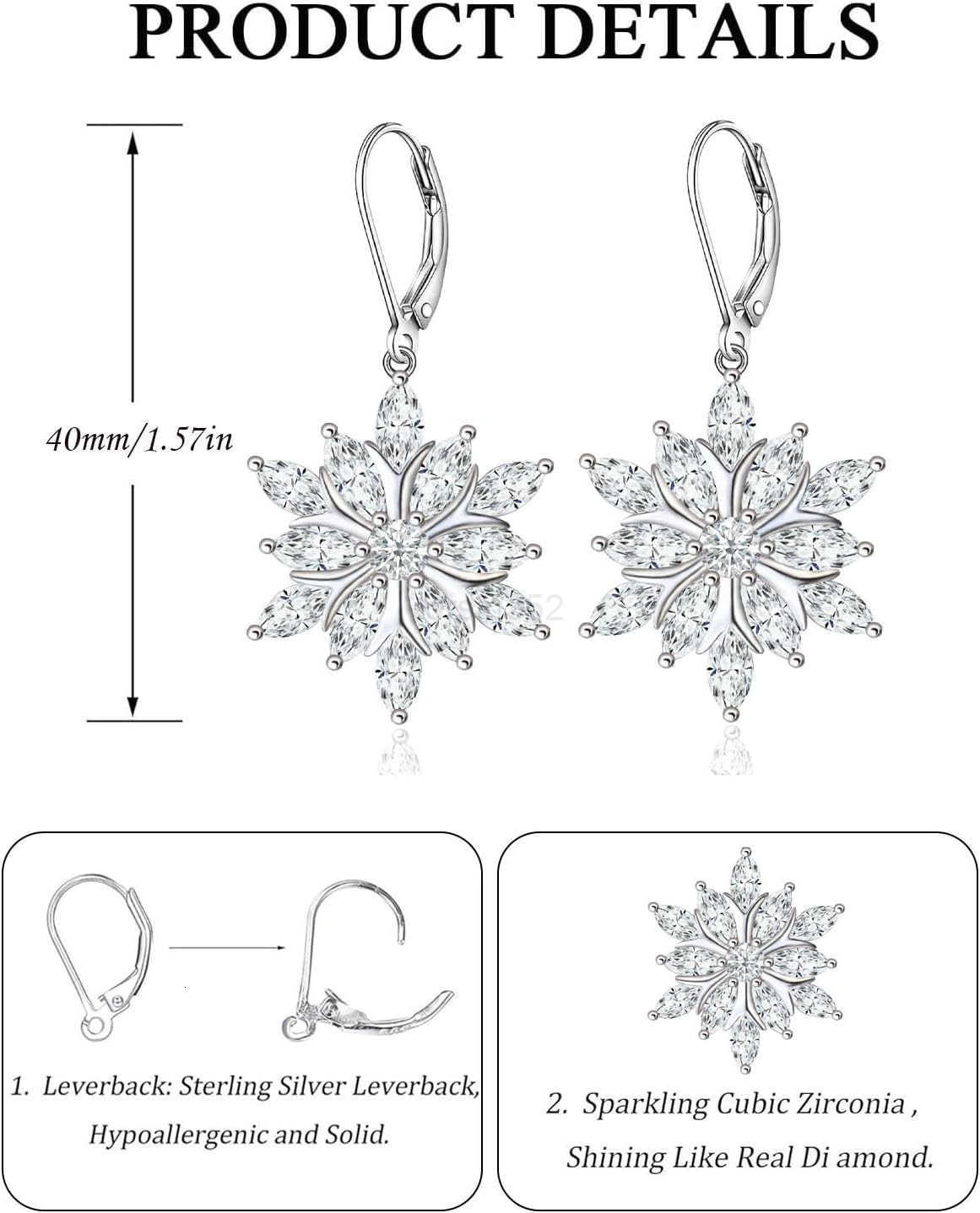 Earrings 925 Sterling Silver Leverback Dangle Earrings Jewelry Gifts for WomenW250911