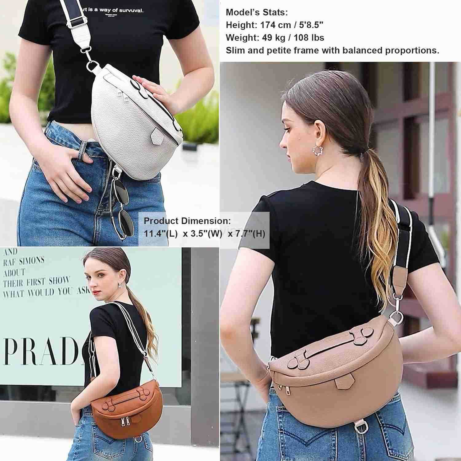 Crossbody Bags for Women Fashion Sling Purse Shoulder Bag Fanny Pack Leather Causal Chest Bum Bag Cross Body PurseW250911