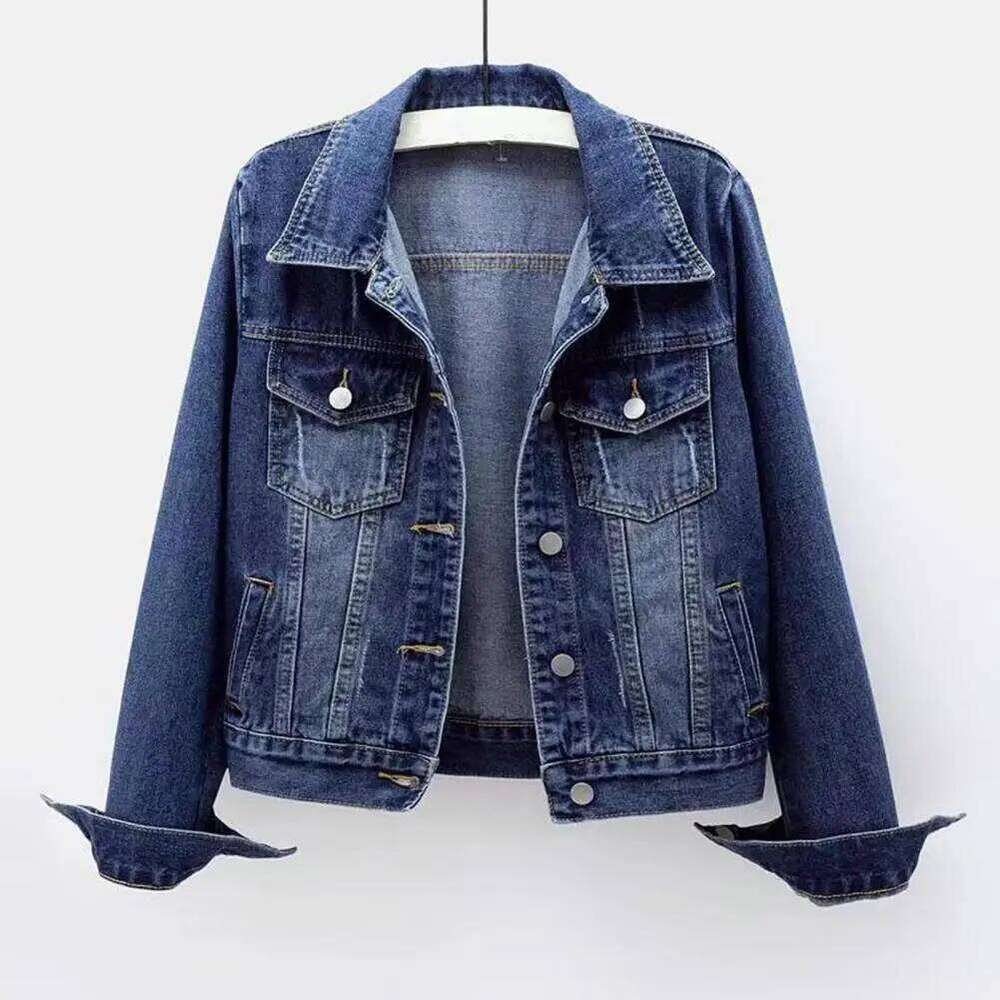 Women Single-Breasted Chest Flap Pocket Jacket Long Sleeve Slim Short Coat Retro Ladies Denim Jackets Outerwear