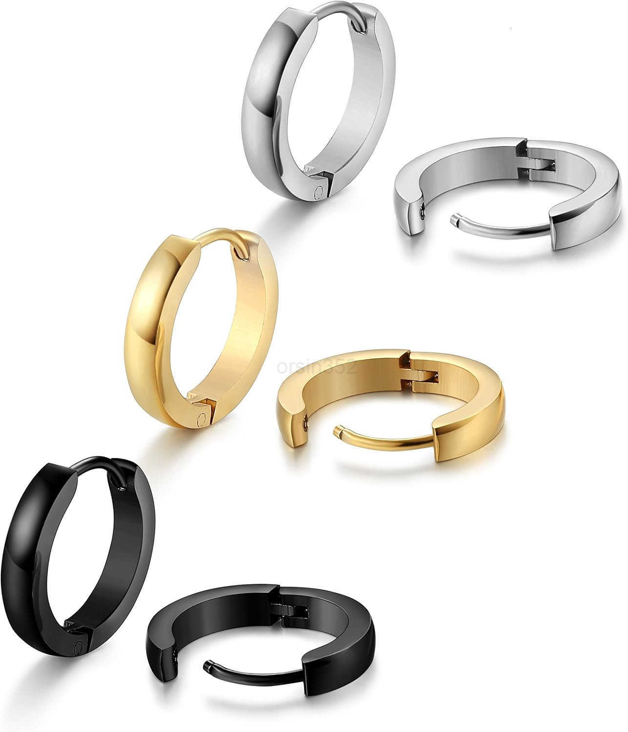 Hypoallergenic Small Hoop Earrings for Men Women 316L Surgical Stainless Steel GoldSilverBlack Hoop Earrings for Sensitive Ears Mens Hoop Huggie Earri