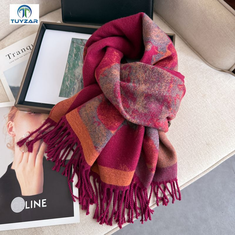 Free shipping Designer Scarves fashion light luxury double-sided scarf for women autumn and winter new style elegant thick warm soft long scarf shawl