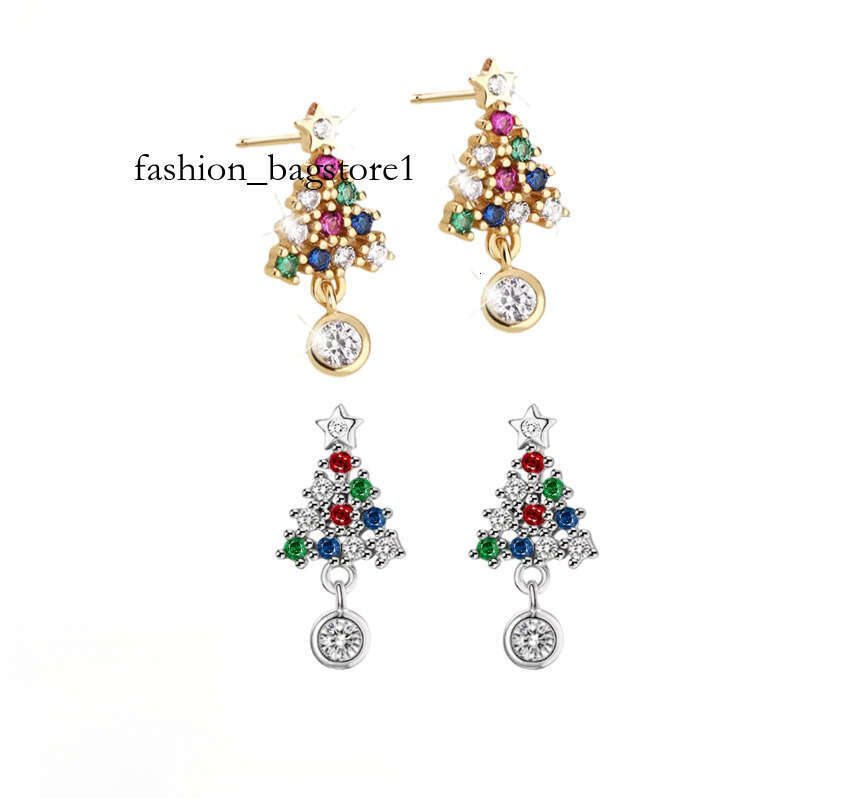 Sterling Sier Fine Stud Earrings Elegant Christmas Tree Jewelry Moissanite Colorful Dia Gold Inspired 'Little Red