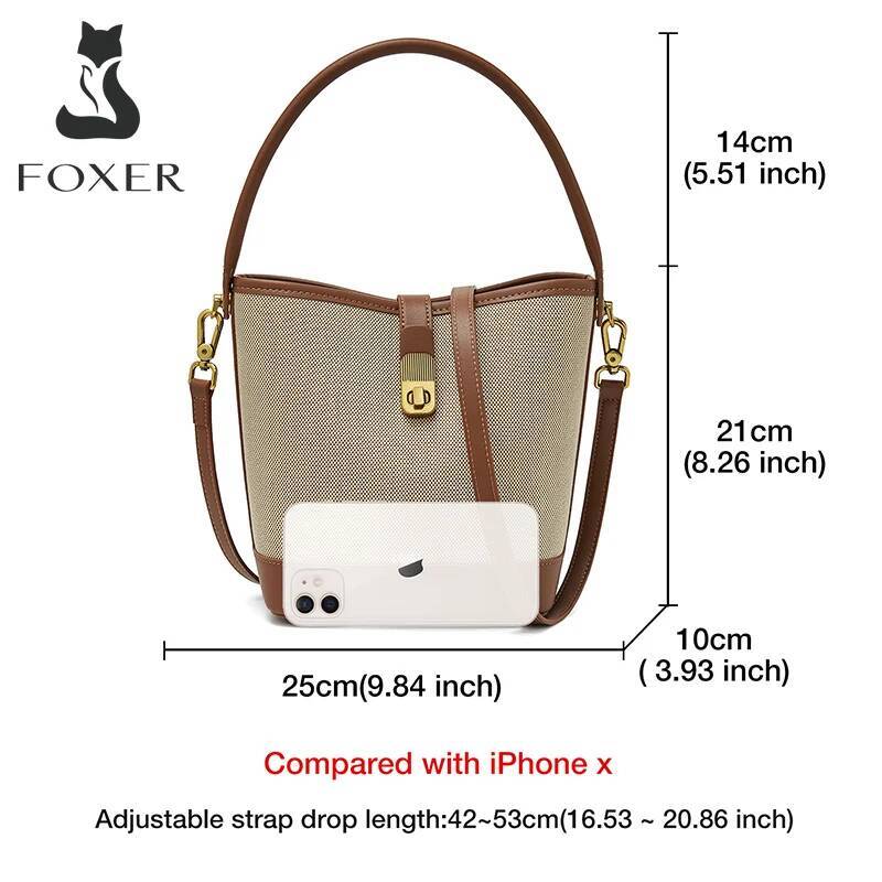 FOXER Women Small Fashion Bucket Shoulder Bag 2025 Girl Spring Summer Crossbody Handbag Purse