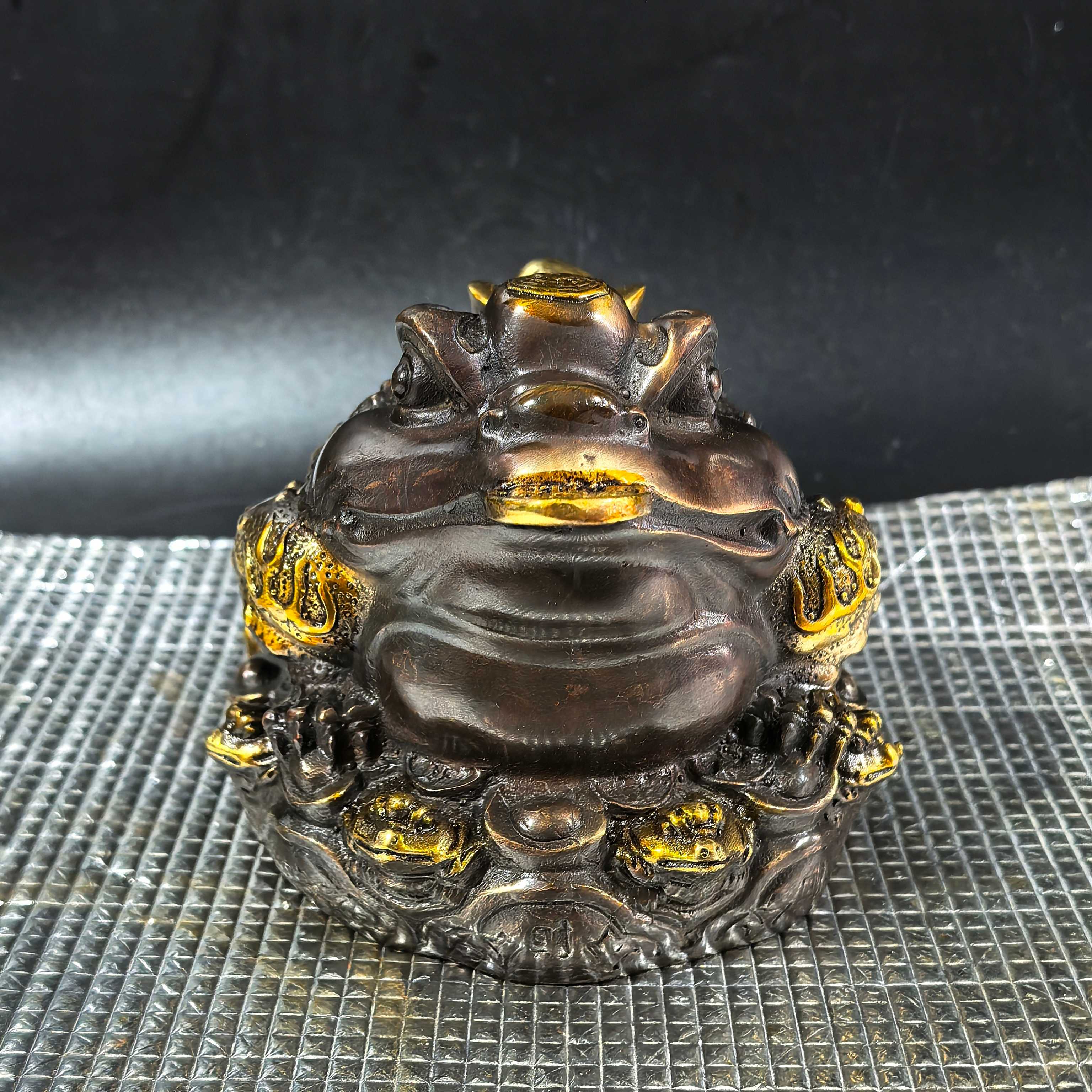 Antique Lucky Bronze Collection Ingot Ornaments Golden Toad Gift Cashier Shop Opening Living Room Three-legged Toad