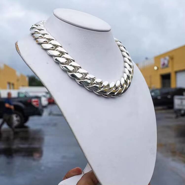 Handmade Solid 925 Silver Miami 3times 14k/18k Yellow Gold Plated Cuban Link Chain for Man baguette Moissanite Diamond Necklace