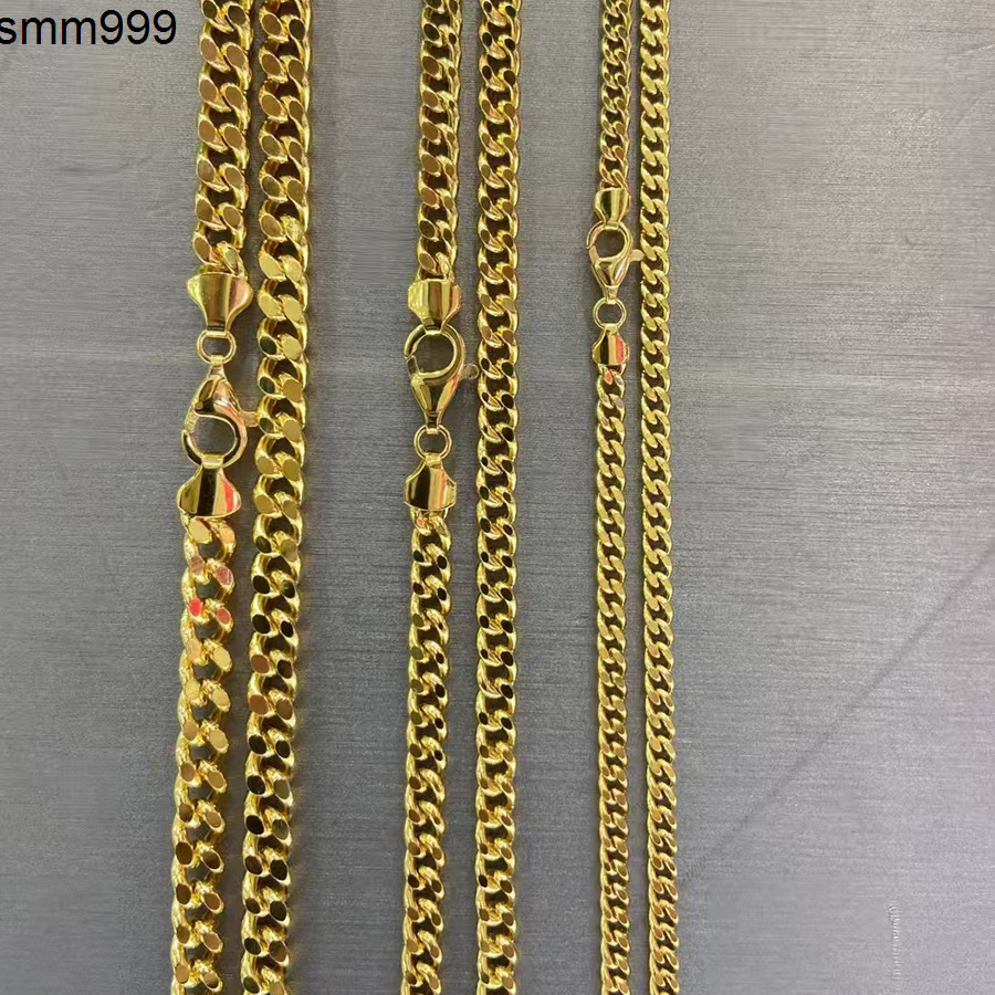 Fine Jewelry AU750 Yellow Gold 18K Thick 31mm 42mm 52mm Hollow Facet Curb Cuban Link Chain Necklace for Men