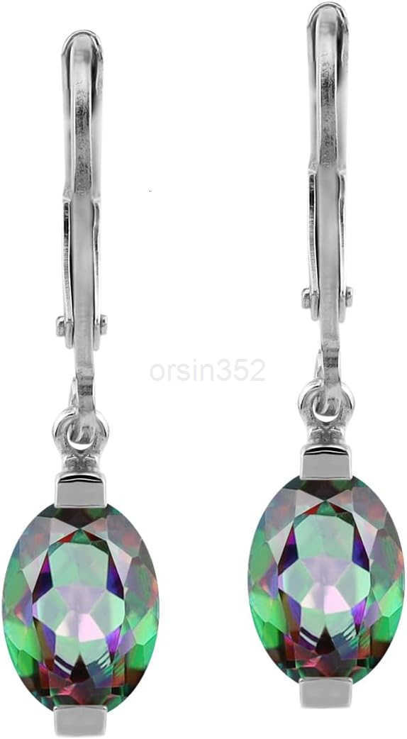 7X5mm Petite Oval Shape Gemstone White Gold Plated or Yellow Gold Plated 925 Sterling Silver Leverback Dangle Earrings Jewelry for WomenW250911
