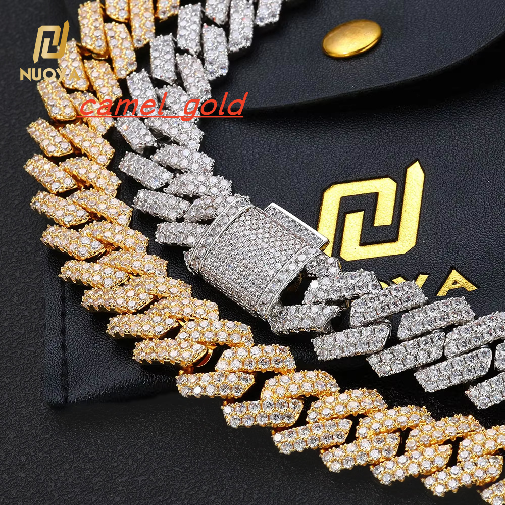 NUOYA High Quality 14MM Bling Diamond Cuban Chain Necklace for Men Party Gift Customizable Cuban Chains Hip Hop Jewelry